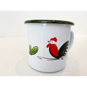 2 x Vintage Cup Glass Chicken Painted Enamel - Picture 1 of 3