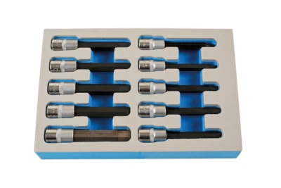 Hex Allen Socket Bit Set 10 Piece in Foam Holder 3/8 Drive 4mm - 13mm -92mm Long - Image 1 of 3