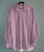Peter Millar Button Down Shirt Striped Purple White Mens Size L