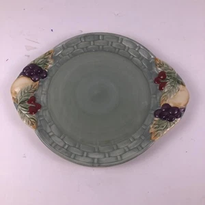 Pfaltzgraff Jamberry 11" Sculpted Wicker Handled Cake Plate - Excellent Cond. - Picture 1 of 7