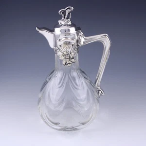 WMF style Art Nouveau silver plate & glass decanter or claret jug. German c.1905 - Picture 1 of 15