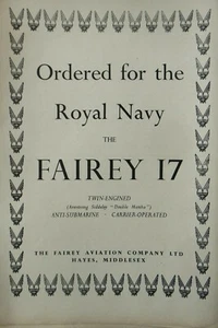 2/1951 PUB FAIREY AVIATION FAIREY 17 ANTI U-BOOT AIRCRAFT NAVY ORIGINAL ANZEIGE - Bild 1 von 1