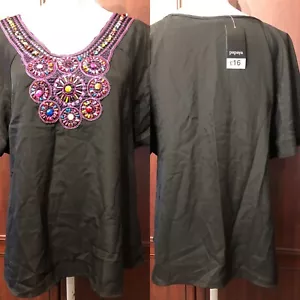 MATALAN NWT Black Beaded Embellished Top/ Casual Holidays UK 14 RP £16 - Picture 1 of 10
