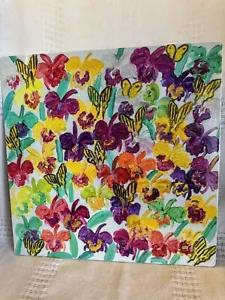 Hunt Slonem Butterflies & Flowers Square Lacqured Placemat NWT* - Picture 1 of 3