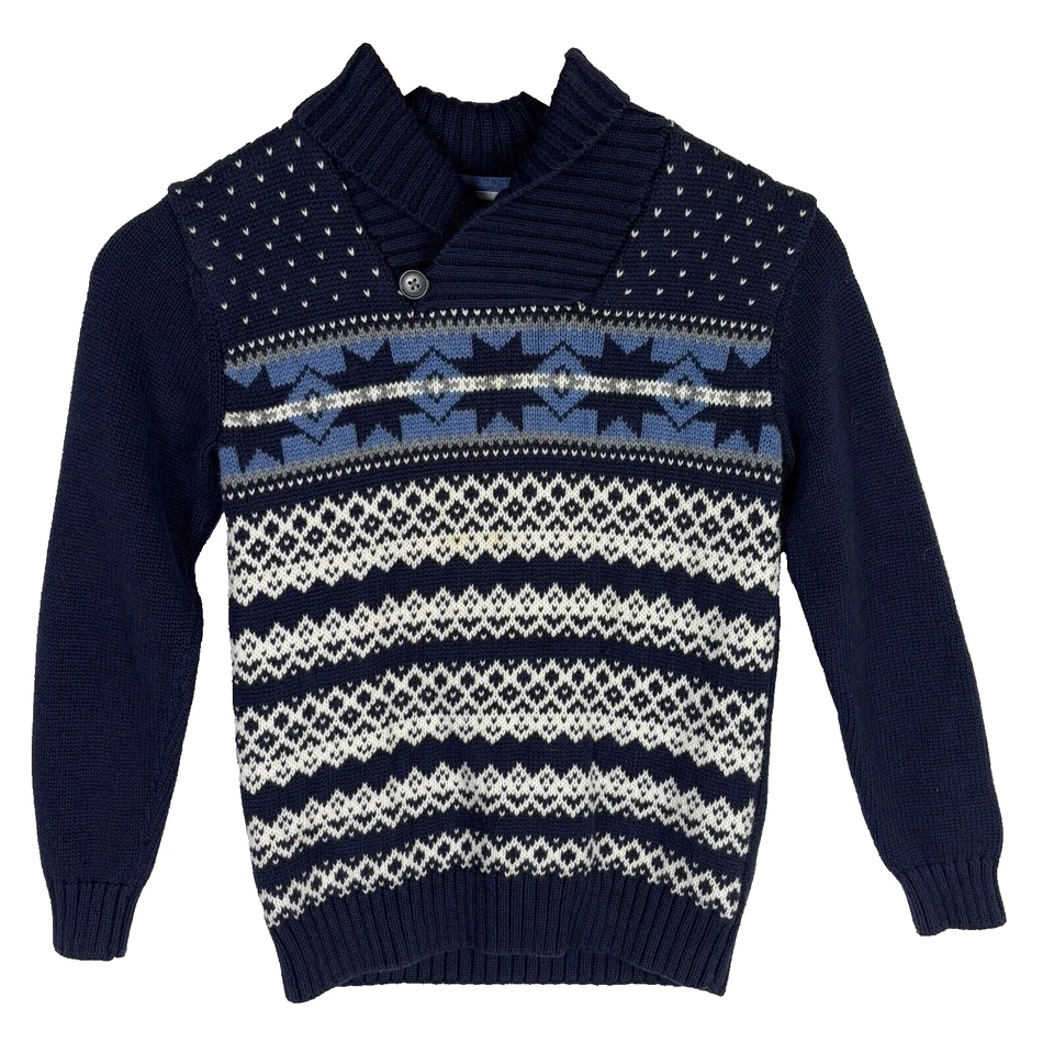 Suéter Janie and Jack Niños Talla 7 Años Fair Isle Copo de Nieve Pullover Invierno Azul Marino Foto 1 de 4