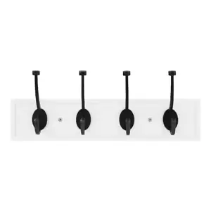Home Decorators Collection White Hook Rack w/ 4 Oil-Rubbed Bronze Pill Top Hooks - Picture 1 of 4