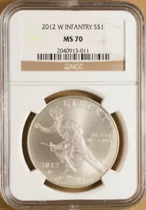:2011-W S1$ Infantry Commemorative Silver Dollar BU NGC MS 70 Rarity R3 Top Pop - Picture 1 of 2