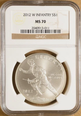:2011-W S1$ Infantry Commemorative Silver Dollar BU NGC MS 70 Rarity R3 Top Pop - Image 1 of 2