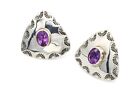 Gertie Ganadanegro Sterling And Amethyst Triangle Earrings, GG Silver Dome Studs