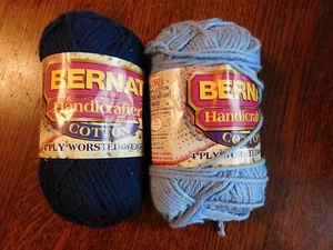 2 FULL BALLS BERNAT HANDICRAFTER COTTON YARN, NAVY & FRENCH BLUE - Picture 1 of 5