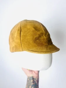 BEATNIK MOD 60s 1960’s 1970’s 70s Vintage Suede Leather Spiced Butternut Cap Hat - Picture 1 of 20