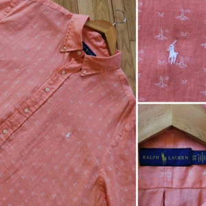 Ralph Lauren Button Shirt Mens 2XB 100% LINEN Nautical Print Pony Logo Summer - Picture 1 of 7