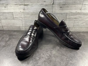SAS Loafers Men 11.5N Hand Sewn Penny 40 Shoes Black Red Leather Slip On Moc - Picture 1 of 21
