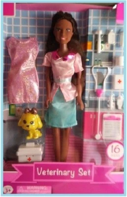 Black American Veterinary Doll Set With Accessories (D 404)  NEW — 第 1/2 张图片