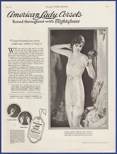 Vintage 1921 AMERICAN LADY CORSETS Mightybone Lingerie Fashion 1920's Print Ad - Picture 1 of 1