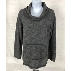 Sonoma Womens Top Size S Dark Gray Cowl Neck Kangaroo Pocket Long Sleeves - Picture 1 of 11
