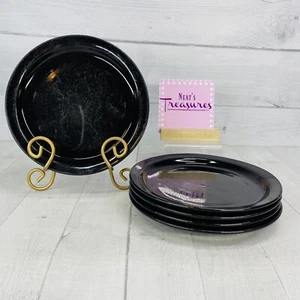 Mainstays STACKABLES BLACK Solid Oven Safe Stoneware Coupe Salad Plates Set of 5 - Picture 1 of 10