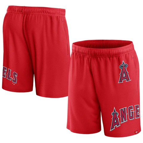 Men's Fanatics Branded  Red Los Angeles Angels Clincher Mesh Shorts Cover