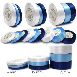 Set 3 Farben Weiss Blau  Schleifenband Dekoband Satinband Band Bastelband - Bild 1 von 27