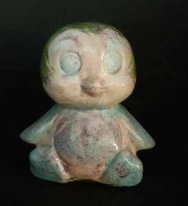 Vintage glitzernde Keramik Eule klein 4 Zoll handgefertigt signiert Kinder Klasse Kunst bezaubernd - Bild 1 von 6