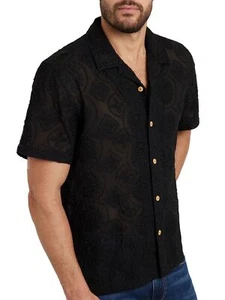 GUESS Men's Emory Embroidery Shirt, Jet Black - Picture 1 of 2