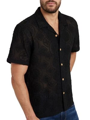 GUESS Men's Emory Embroidery Shirt, Jet Black - Image 1 of 2