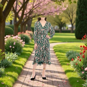 Wonderly Women’s Long Sleeve Printed Faux Wrap Dress Size PXL - Picture 1 of 12