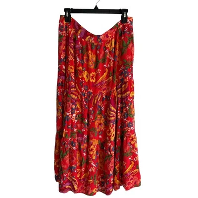 RACHEL RACHEL ROY Red FLoral Ladies Flowy Skirt with Pockets, L - Image 1 of 4