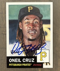 Oneil Cruz 2022 Topps Living Set Auto Card #535 Pittsburgh Pirates USASM COA - Foto 1 di 3