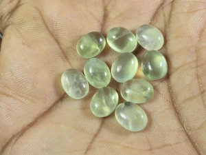 6X8 MM Natural Prehnite Oval Cabochon Loose Gemstone 10 Pcs Lot - Picture 1 of 9