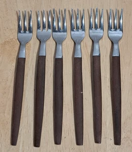 6 Ekco Eterna Kanu Cocktail Meeresfrüchte Gabel Edelstahl MCM 6" - Bild 1 von 10