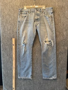 Vintage Levis 501 Jeans Men 38x32 Denim Button Fly  Red Tab Distressed #02011 - Picture 1 of 11