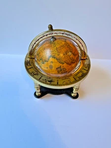 Vecchio antico mappamondo da scrivania in ottone insegna zodiacale celeste vintage - Foto 1 di 8
