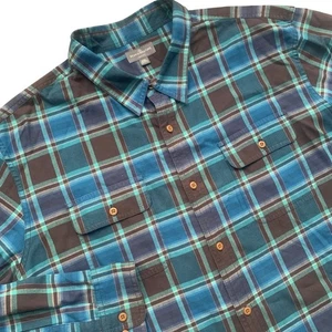 L.L.Bean Signature Slim Fit Chamois Cloth Plaid Flannel Button Up Shirt Mens XXL - Picture 1 of 8