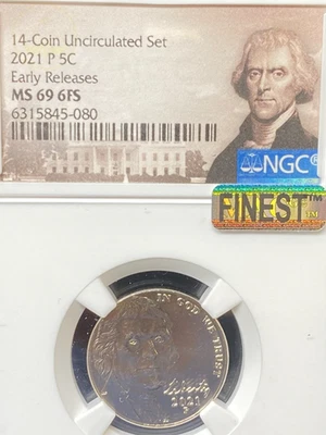 2021 P JEFFERSON NICKEL EARLY RELEASE NGC MS 69 6FS (NO RESERVE) - Image 1 of 3