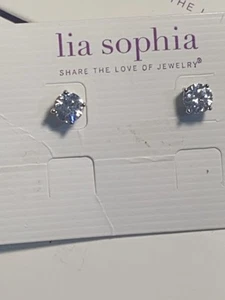 BRAND NEW Lia Sophia "FANTASY" Silver Earrings Total CZ wt. 2.8 ct. Pierced - Picture 1 of 3