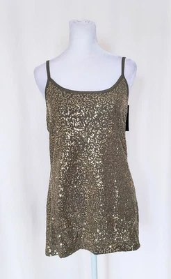 INC International Concepts Women's XL Adjustable Sequined Tank Top Green NWT - Image 1 of 4