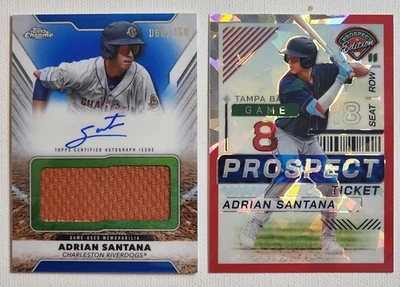 2025 Topps Pro Debut Chrome Adrian Santana Blue Relic Auto /150 Rays #PDJAR-AS - Image 1 of 4