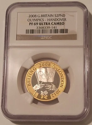 Great Britain 2008 Silver 2 Pounds Olympics - Handover PF69 UC NGC Low Mint - Image 1 of 2