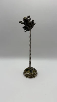 "Soporte magnético para recetas fotográficas de rana adornado con joyas decoración única 6,5"" de alto" Foto 1 de 4