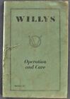 1937 Willys Owners Operation Manual 37 Coupe Sedan 2Nd Edition Original