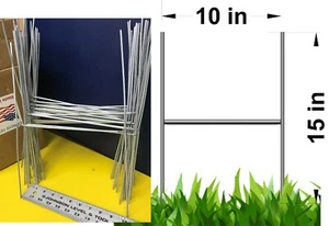 100 Pack Wire Stake 10"x15" x 9 gauge Sign Holder use With Corrugated Sign Board - Picture 1 of 12