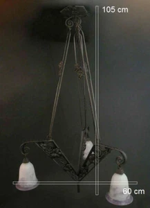 Antike Deckenlampe Art Deco Frankreich um 1930 Schmiedeeisen _ Art-Nr. DL035 - Bild 1 von 9