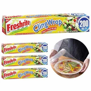 4 Pk Stretch Film Cling Wrap Fresh Food Cover Clear Non-Toxic Plastic 800 SQ FT - Picture 1 of 1