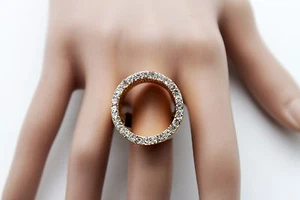 Klassischer Damen Mode Ring Gold Metall Runde Form Perlen Gummiband Einheitsgröße - Bild 1 von 10