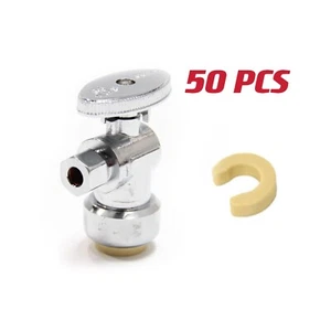 EFIELD 50 PIEZAS PUSH FIT X 3/8"" O COMP. VÁLVULA DE ÁNGULO DE LATÓN, 1/4 GIRO, SIN PLOMO - Imagen 1 de 4
