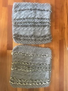 2 Pc Pottery Barn Cable Knit Sweater Faux Fur Gray 24” Pillow Cover RARE DESIGN - Picture 1 of 9