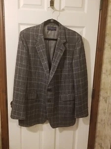 Givenchy gentleman Paris for Chequers NY gray glen plaid sport coat blazer 44" - Picture 1 of 13