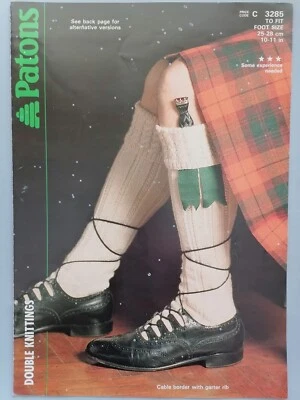 KILT SOCKS, 3 borders: Stag's Head/Thistle/Cable - Patons Knitting Pattern 3285 - Image 1 of 2