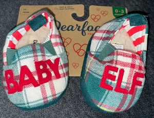 Dearfoams Slippers Infant 0-3 Months BABY ELF Lined Booties Green Red Christmas - Picture 1 of 5